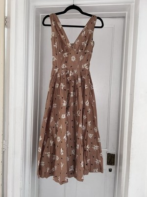 Vintage 1950er Frederica Starke of London Fit and Flare Baumwolle Sommerkleid 21'' Taille