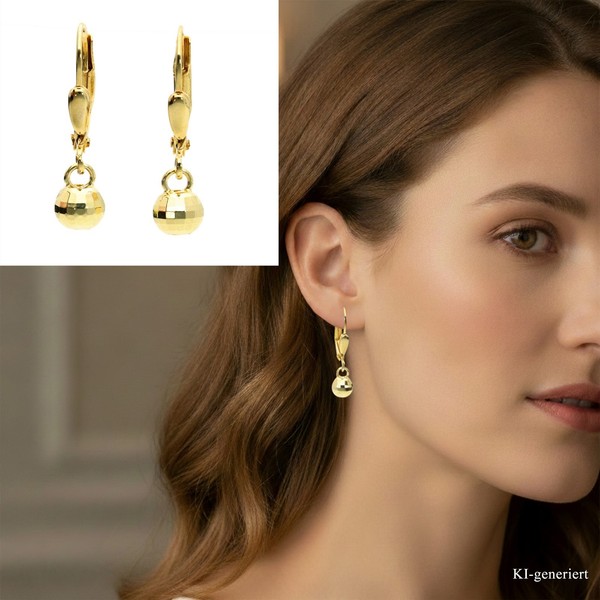 Damen Ohrringe OhrhäNger Diskokugel Echt Gold 333 (8 Kt)-image