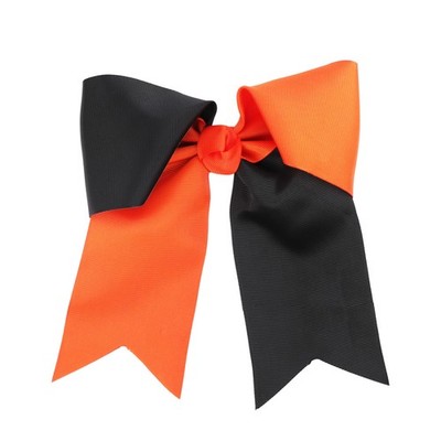 Two Tone Jumbo Bow Clip with Tails (Orange 1 Count (Pack of 1), Orange Black 
