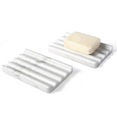 2 Pcs Marble Soap Holder, Soap Dish for Shower, Bathroom, Kitchen, Multi-Func...
