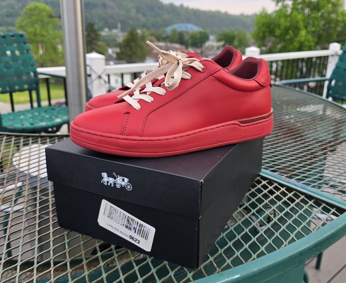 COACH Lowline Luxe Sneakers Jasper Red Glovetanned Leather Women
