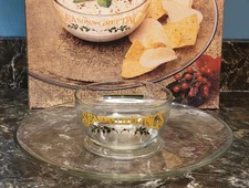 Vintage - Seasons Greetings Chip & Dip Set - Anchor Hocking - Victorian Santa