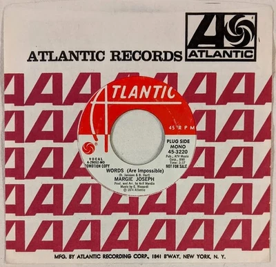 Margie Joseph - WORDS (ARE IMPOSSIBLE) - 7" Atlantic 45-3220 mono/stereo PROMO - image 1 of 4