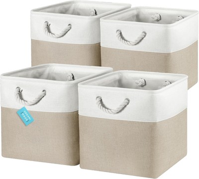 OrganiHaus Storage Box 33 x 33 x 33 cm, Set of 4, Fabric Storage Box, Kallax