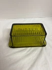 Vintage Federal Green Glass Rectangle Covered Butter Dish EUC