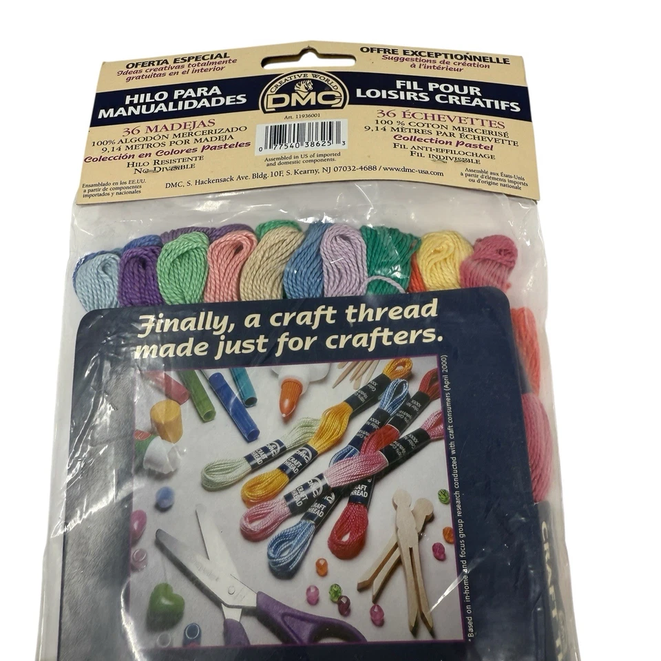 DMC Craft Thread 30 Skeins Floss Cotton Pastel Unused Skeins in Open Bag - Image 3 of 4