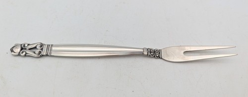 Georg Jensen Acorn Pattern Sterling Silver Cold Cut Meat Fork 6 5/8"