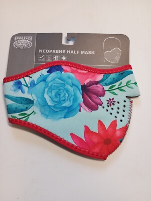 Neoprene Half Mask Pugs Headgear Light Blue Floral Pattern New