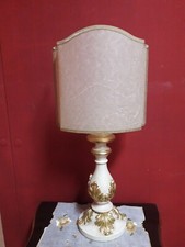LAMPADA DA TAVOLO LUME LEGNO DECAPE AVORIO ORO ARTISTICO FIORENTINO SHABBY H 60