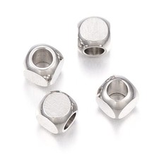 100pcs 304 Stainless Steel Cube Metal Beads Smooth Tiny Loose Spacers Craft 4mm