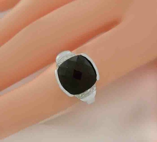 GENUINE 5.84 Cts GARNET & DIAMOND RING 10K WHITE GOLD - Free Certificate - NWT - Picture 3 of 5