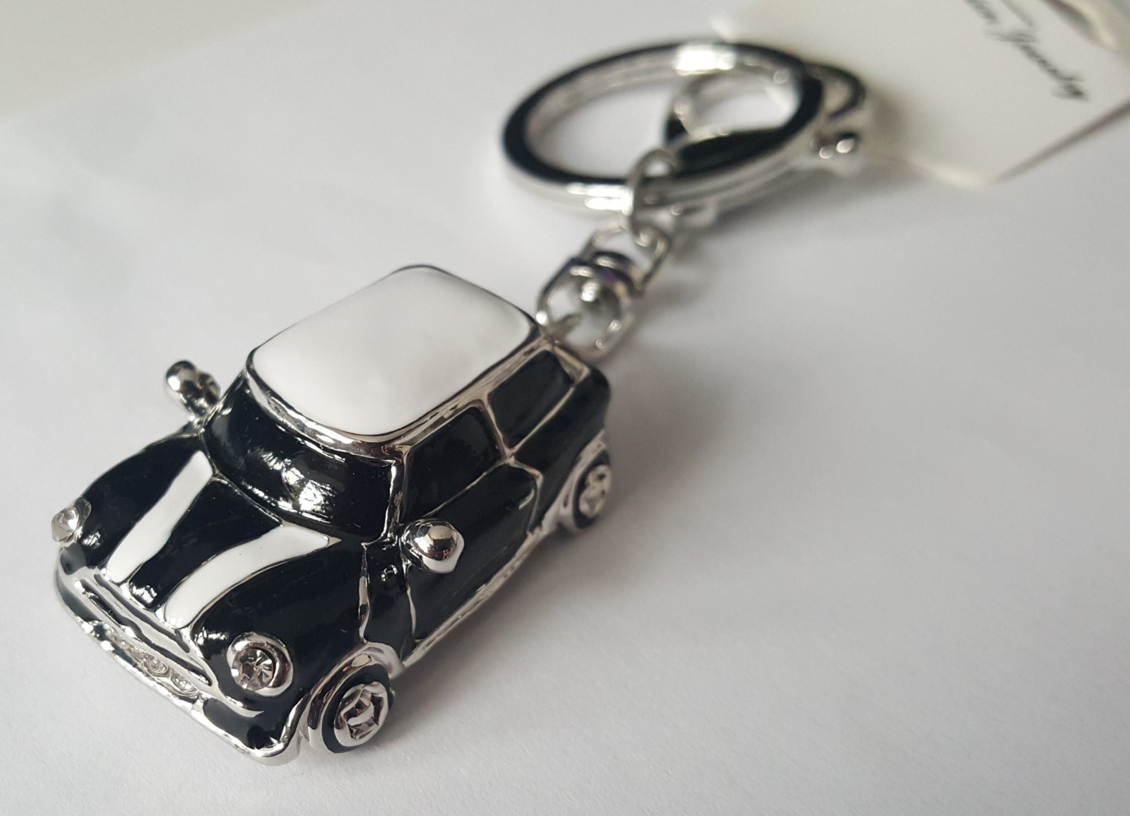 Mini Cooper Style Car Key Chain Gift Blue Red Black Rhinestone Detail Christmas - Foto 6