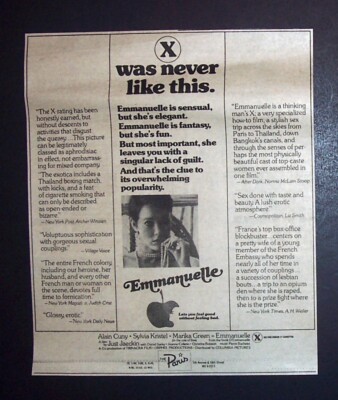Emmanuelle Sylvia Kristel Paris Theater NYC 1974 Sm Poster Type X-Rated Movie Ad