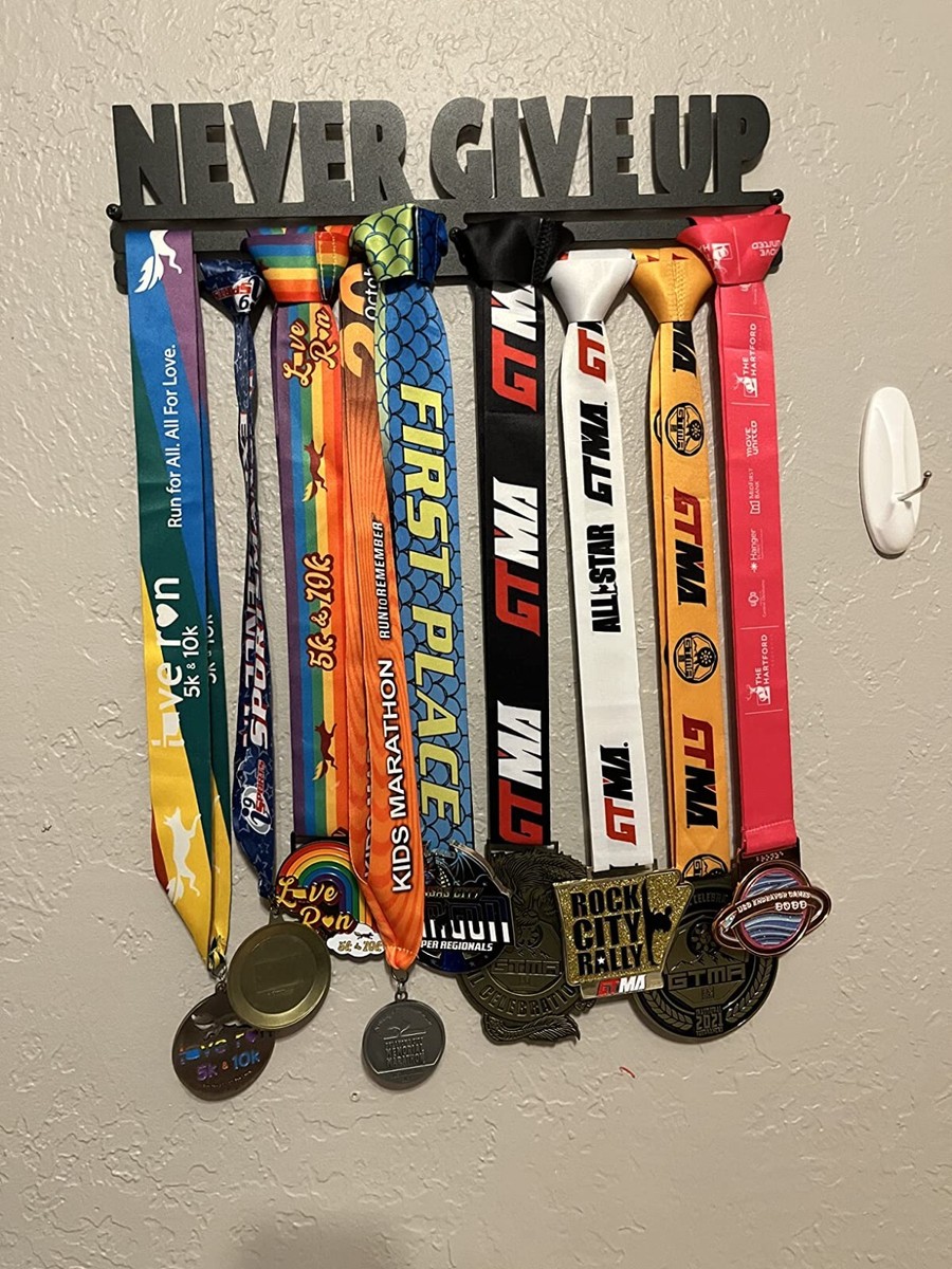 Runner Medal Rack Holds Up To 40 Medals Black Medal Hanger Display Rack - Holds Up To 40 ...
