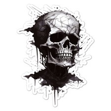 Black White Skull, Vinyl Decal Sticker, Indoor Outdoor, 3 Sizes, 9109