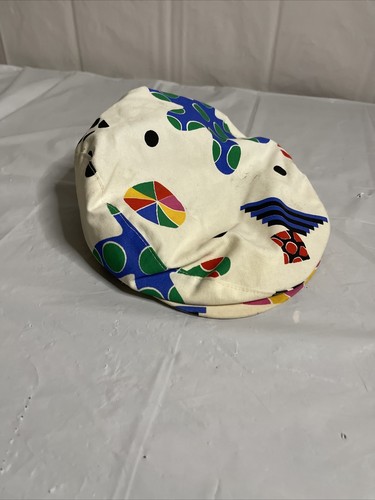 Vintage United Hatter Cap Millinery Hat 80’s Multicolor Patterns Newsboy Style - Picture 10 of 12