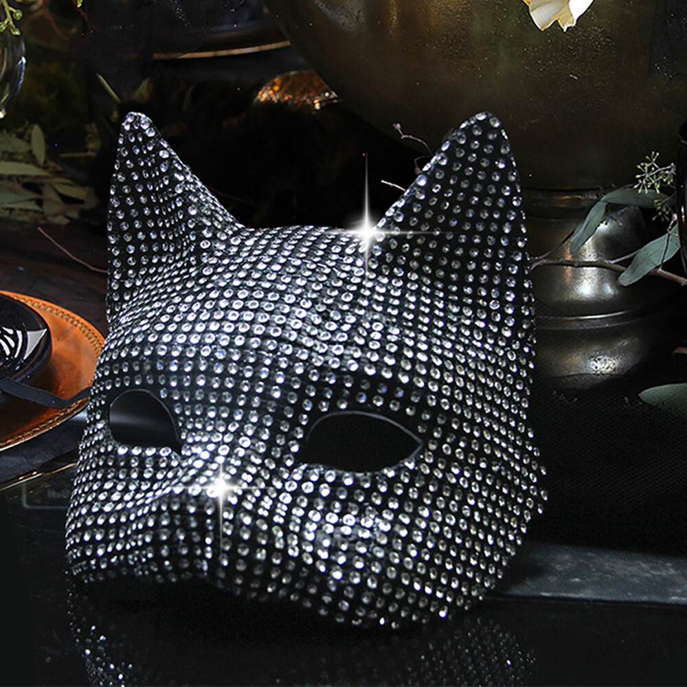 Cat Girl Diamond Mask Set Sexy Cosplay Prop Costume Masquerade Mask US