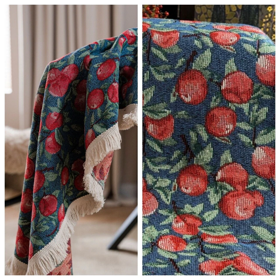 Tapiz de tela de jacquard francés cerezo rojo vintage tapizado decorativo hágalo usted mismo por comprar Foto 2 de 4