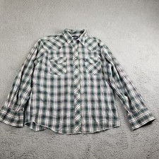 VTG Wrangler Shirt Western Striped Pear Snap Men Large Green Red Cowboy