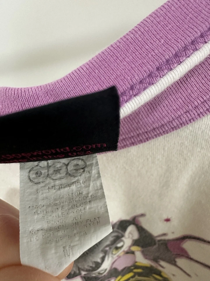 VTG Bad Faerie Y2K Crazy Fairy Baddie Goth Skate Emo Grunge Ringer T-Shirt M - Image 4 of 4