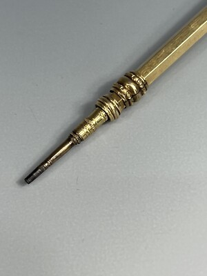 Antique Victorian 14K Gold Propelling Pencil W/Stone Crown Screw