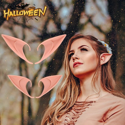 2 Pair Rubber Elf Ears Fairy Elven Pixie Hobbit Demon Halloween Costume Cosplay - Picture 7 of 12