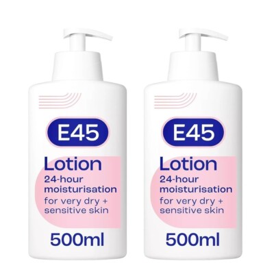 E45 Feuchtigkeitslotion 500 ml - Bodylotion Trockene & Empfindliche Haut DOPPELPACK