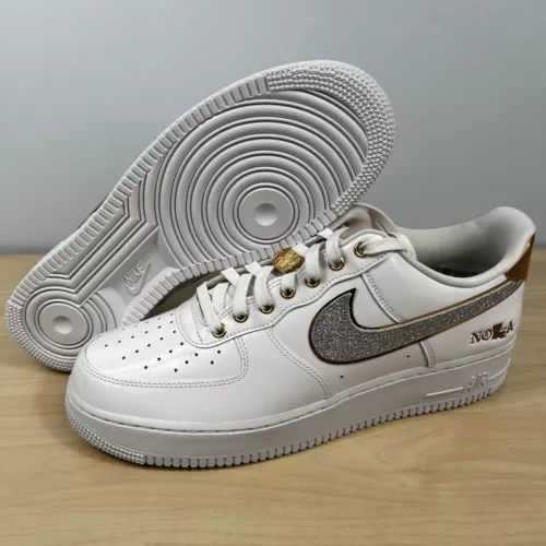 Nike Air Force 1 Low NOLA White Gold Glitter Sneakers DZ5425-100 Men's Size 12.5