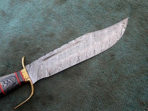 Machete Knife , Hand Made Damascus Blade Hunting Machete Knife , Bowie Knife - Picture 7 of 8