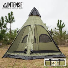 Intense Teepee Camping Tent Family Outdoor Sleeping Dome Shelter with Carry Bag