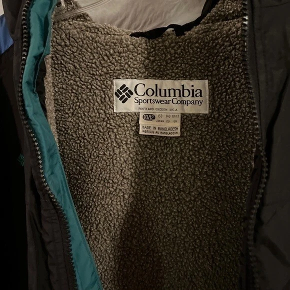 CHAQUETA CON CREMALLERA COLOMBIA POLAR Forrada Niños Con Capucha Talla M (10-12) Azul Foto 3 de 4