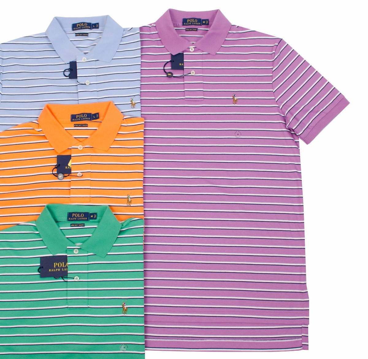 POLO RALPH LAUREN PIMA SOFT TOUCH STRIPED MENS PONY LOGO SHORT
