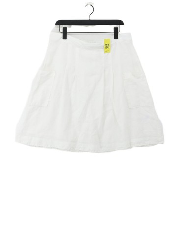 White Stuff Women's Midi Skirt UK 14 White 100% Linen Midi A-Line