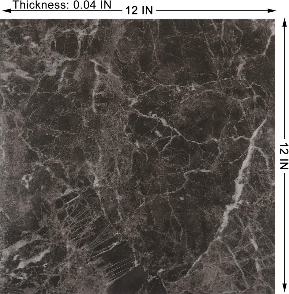 Black Marble Peel and Stick Floor Tile Bathroom Flooring Tiles Peel and