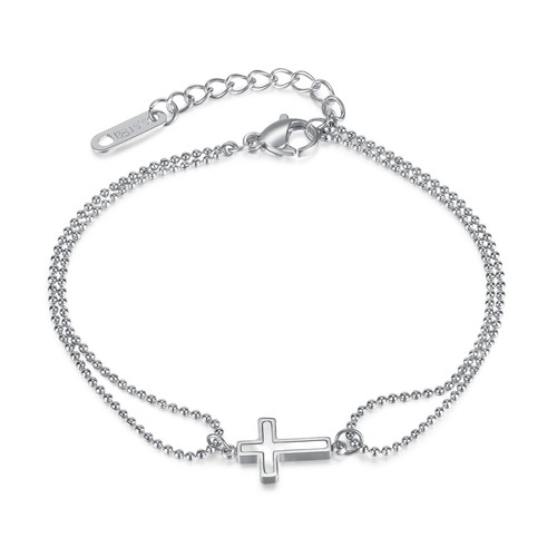 Damen Armband Kreuz mit Perlmutt aus Edelstahl Armkette verstellbar - Bild 3 von 9