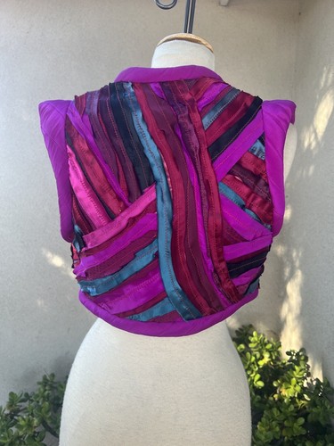 Vtg Boho Art To Wear Vest Multicolor Small Design Guignon - Picture 4 of 11