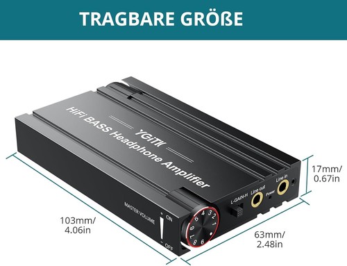 Tragbarer Kopfhöreramp BASS 3.5mm 16-600Ω HiFi-Verstärker für Laptop Computer - Bild 7 von 8