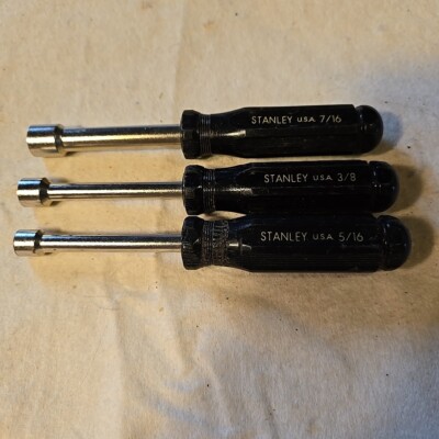 Stanley Set Of 3 Nut Drivers: 15/16  3/8  & 7/16  Made In The USA Tools 