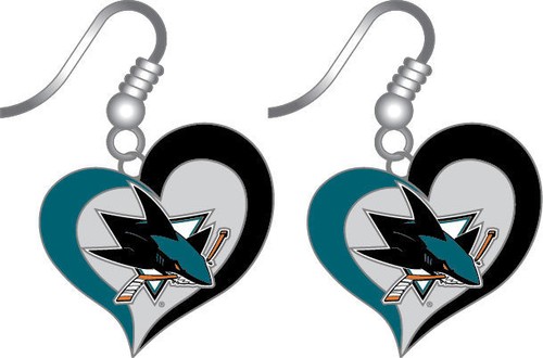 NHL Swirl Heart Team Dangle Earrings - Pick Your Team - Picture 5 of 21