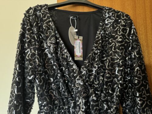 Boohoo Sequinned Black Evening Dress. Knee Length. Size 18. New With Tags. - Picture 4 of 6