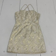 Forever 21 Women’s Dress Size Small White With Gold Formal Short