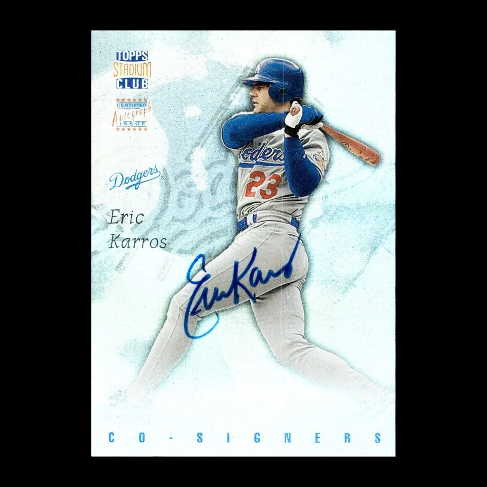 Eric Karros Raúl Mondesí 1997 Stadium Club #CO7 Co-Firmantes Doble Auto Dodgers Foto 2 de 2