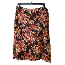 Esprit Floral Chiffon A-Line Knee Length Skirt Lined Multicolor Women's Size 8