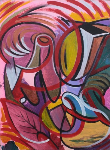 Kelly Detweiler (USA) Original Acrylic Gouache on Paper Signed Framed Pop Art - Picture 2 of 6