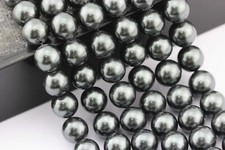 Black Gray Shell Pearl Smooth Round Beads 4mm 6mm 8mm 10mm 15.5" Strand