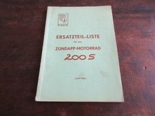 Zundapp Motorrad 200 S 200S 1955 Ersatzteil-liste Teile-katalog