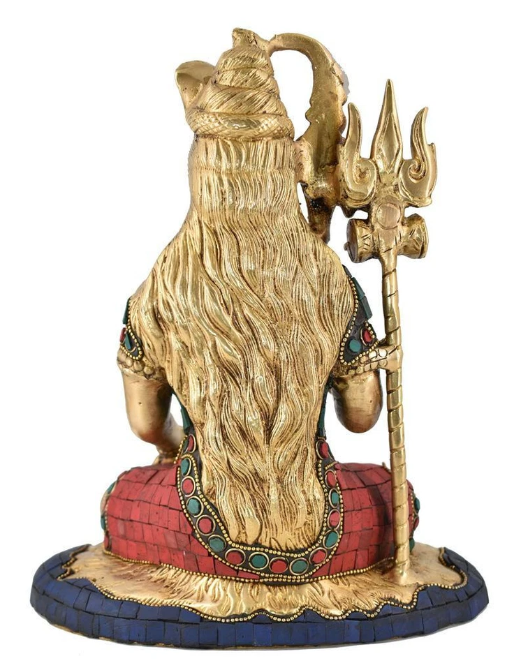 Estatua de latón ballena blanca Señor Shiva ídolo escultura dios hindú decoración del hogar Foto 4 de 4