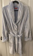 JOSIE BY NATORI Size M Light Blue SOFT PLUSH ROBE SHORT EUC