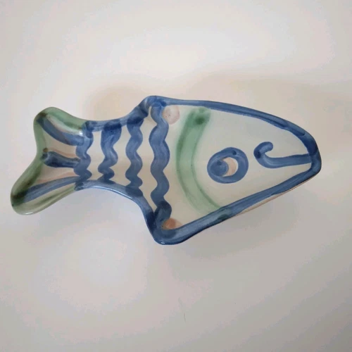 M. A. Hadley Vintage Fish Dish, Hadley Pottery, Made USA, Stoneware, Beach House