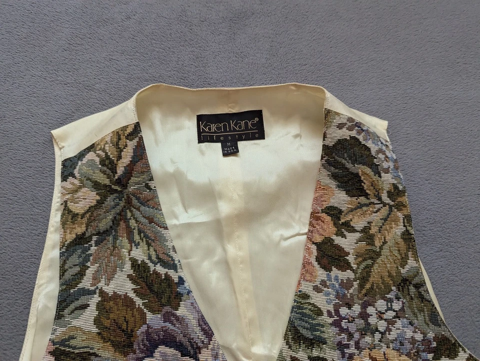 Colete Vintage Karen Kane Padrão Floral Feminino Tamanho M Fabricado nos EUA - Imagem 3 de 4